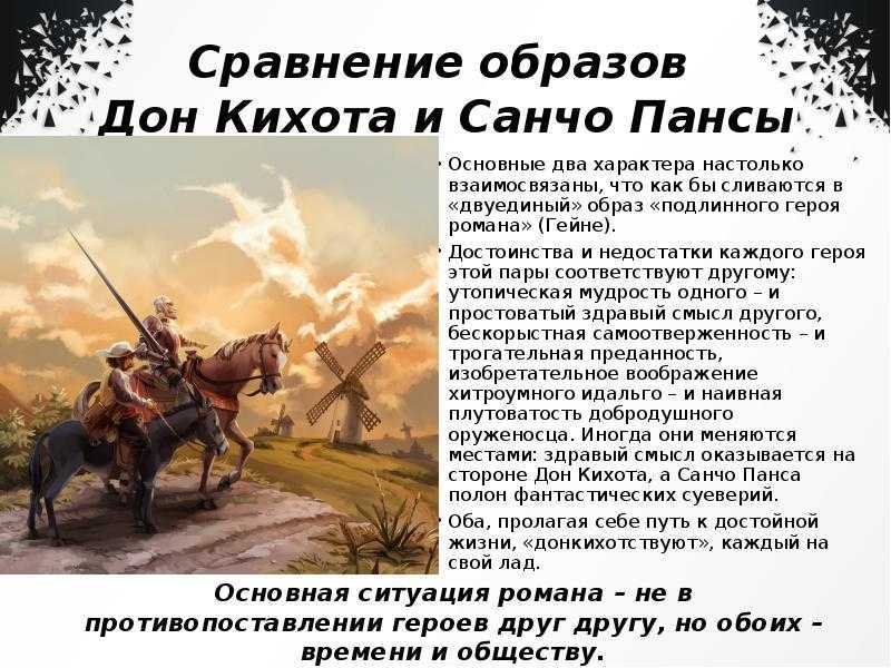 Герой романа Хитроумный идальго Дон Кихот Ламанчский, созданный испанским писателем Мигелем Сервантесом, – обедневший дворянин, который мечтает стать рыцарем Начитавшись рыцарских романов