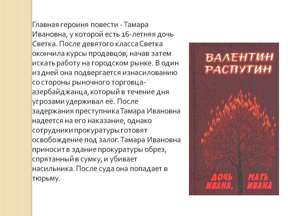 Краткое содержание дочь ивана, мать ивана распутина за 2 минуты пересказ сюжета