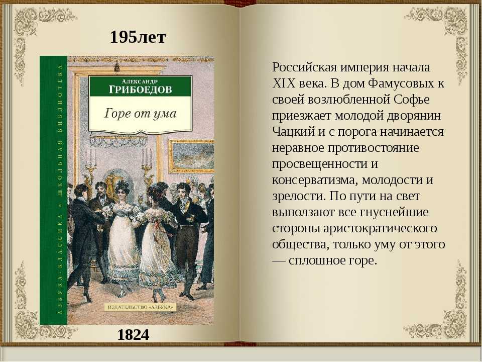Книга горе от ума кратко. 160 Лет Грибоедов горе от ума. «Горе от ума», Грибоедов а. с. (1831).