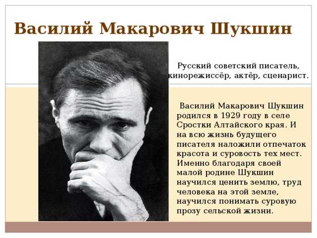 Краткое содержание шукшин мастер для читательского дневника