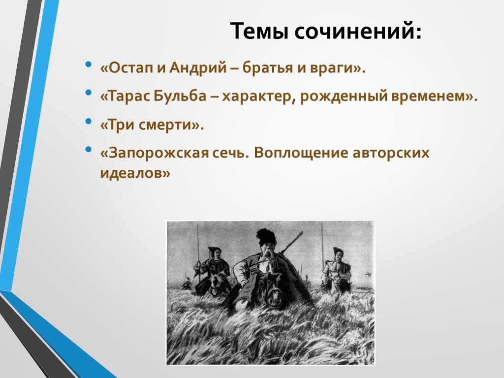 Сыновья тараса бульбы (характеристика, описание) 7 класс