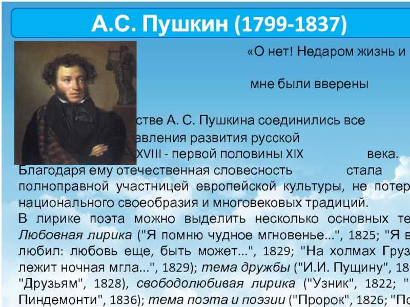 Литература по теме пушкина. Пушкин 1799-1837. Жизнь и творчество Пушкина. Творчество Пушкина кратко. Сообщение о творчестве Пушкина.