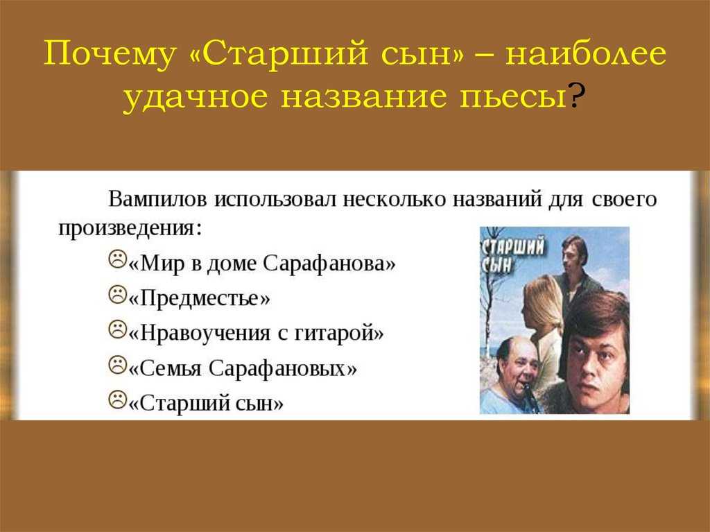 Вампилов “старший сын” краткое содержание: пересказ пьесы по действиям