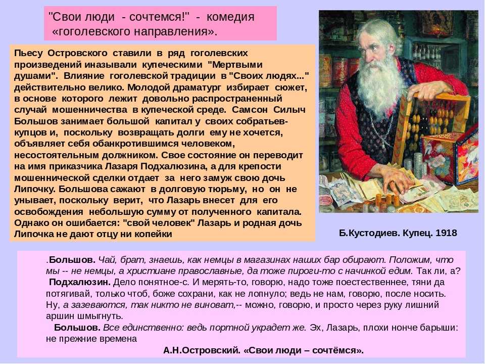 Краткое содержание комедии островского «свои люди - сочтемся!»